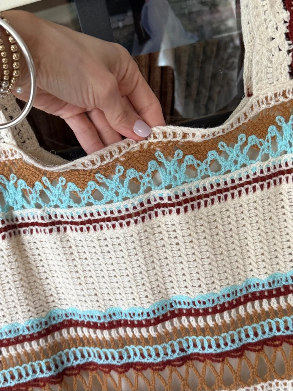 Anthropologie Kings Road Crochet Midi Dress Boho Swim Coverup Beach turquoise - Picture 4 of 10